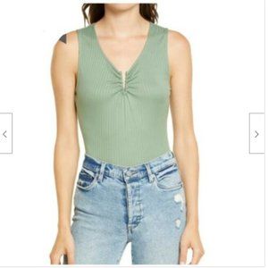 Love Fire Women's Metal Notch Bodysuit Green L